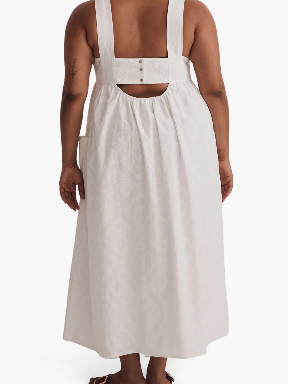 Madewell midi maxi dress sleeveless floral cutout 100% cotton boho white size 14 - Picture 2 of 8